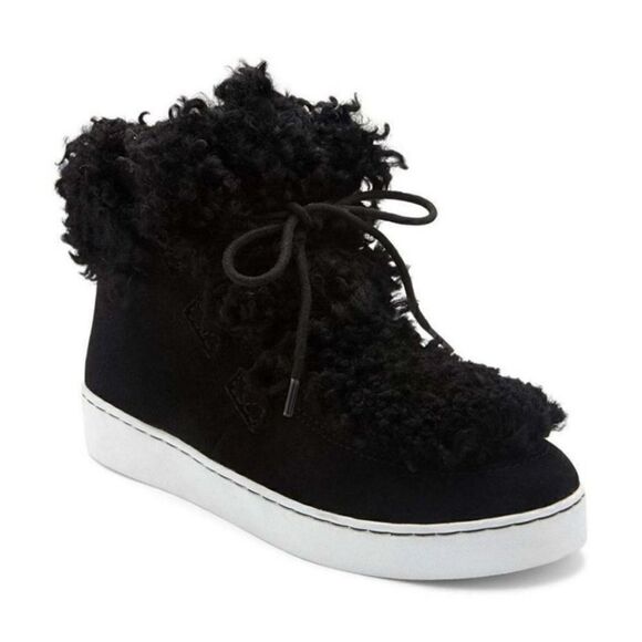 Vionic Splendid Oak Black Suede Sherpa Sneaker 8.5 - Picture 1 of 9